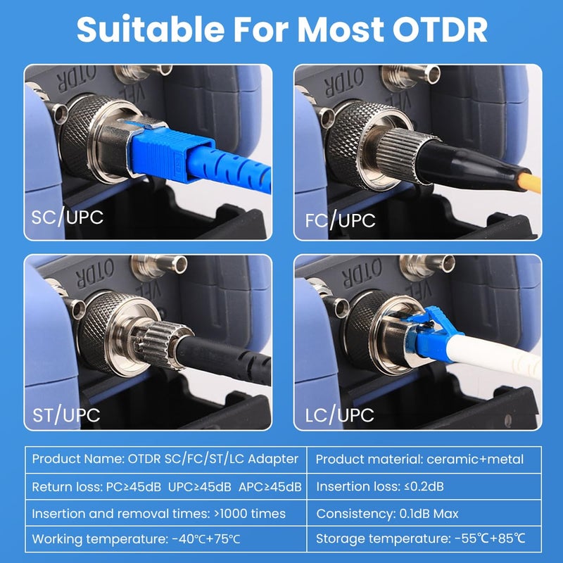 Moocci 6 Types of Fiber Optic Connector - Single Mode FC Male to LC Female VFL Fiber Optic Adapter, OTDR FC ST LC Adapter, SM SC/UPC Male to SCAPC Female Optical Fiber Connector - Image 3